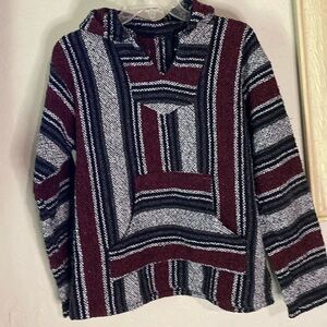 Euc 90’s Rustic Grunge Baja Rug Hoodie With Kangaroo Pouch Pocket